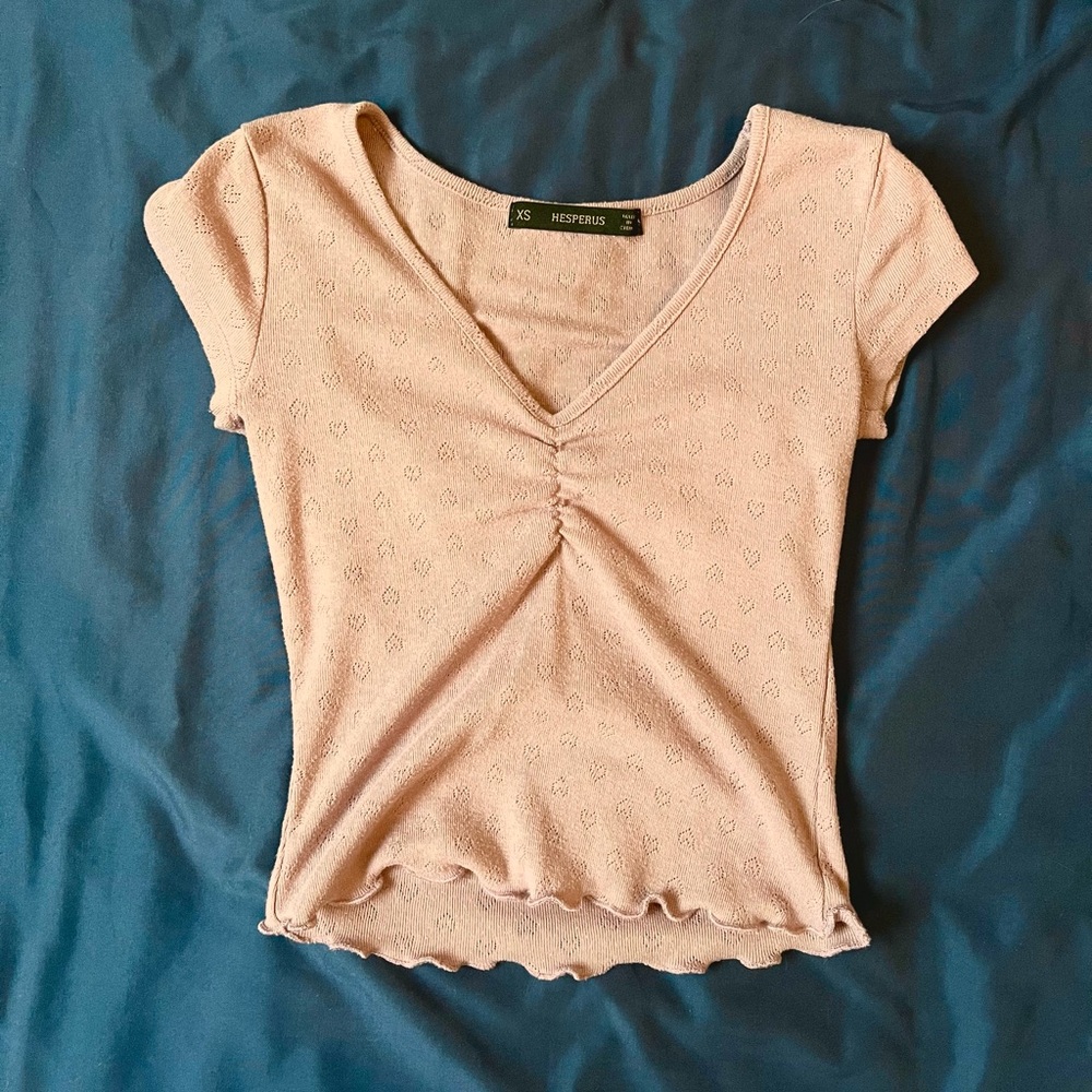 Women's Purple/Pink Mauve Ruched Lettuce Hem Top